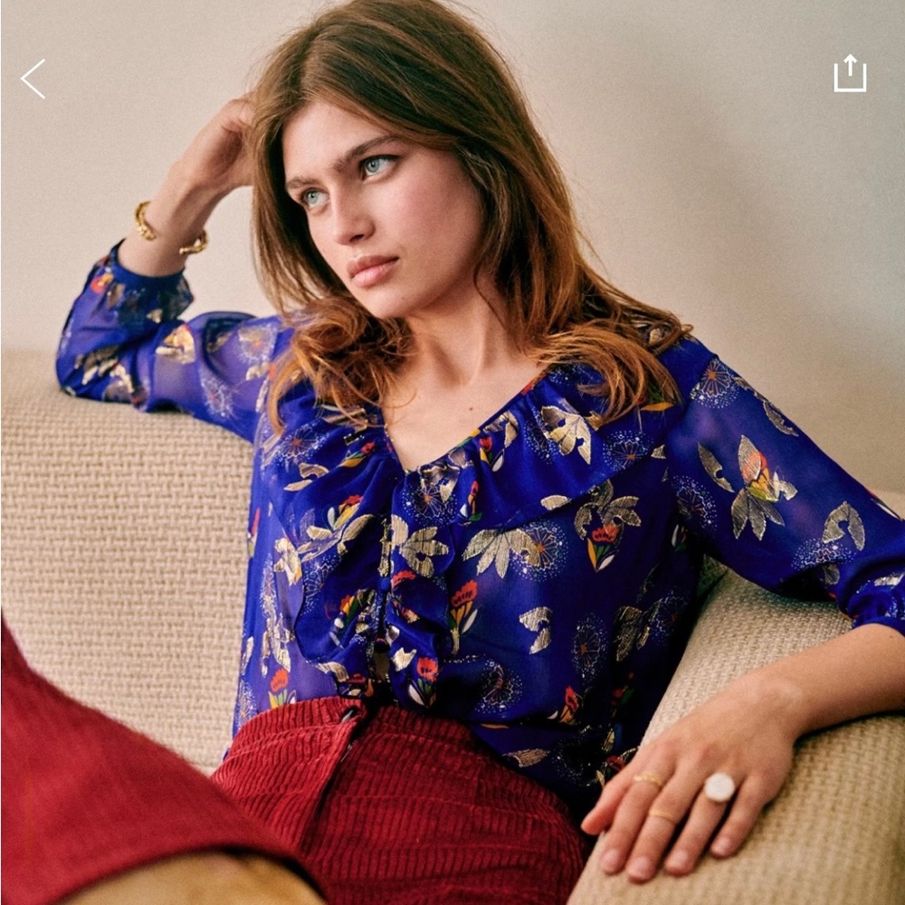 Sezane Priscille silk blouse size 34 NWT
